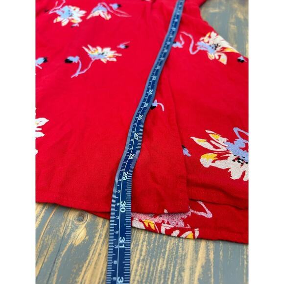Free People Time On My Side Red Floral Mini Wrap Dress Size M Valentine’s Day - Picture 14 of 16